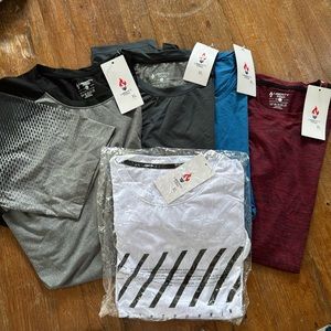 NWT 5 pack of dry fit XL tees! Gray, Charcoal, Blue, Dark Red and White.